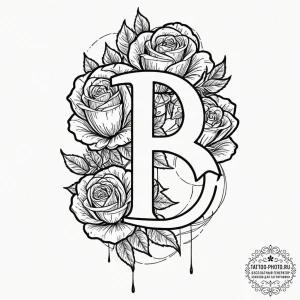 Tattoo sketch a custom initial font created f... - эскиз тату (№1753299325_0, 23.07.2025 19:35) — tattoo-photo.ru