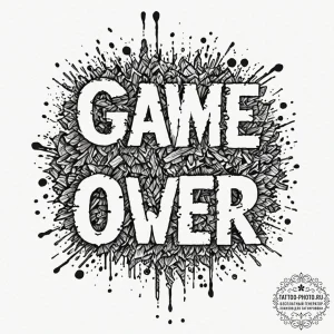 Tattoo design 'game over' with glitching lett... - эскиз тату (№1753299672_0, 23.07.2025 19:41) — tattoo-photo.ru