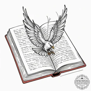A book with pages turning into birds, artisti... - эскиз тату (№1753300624_0, 23.07.2025 19:57) — tattoo-photo.ru
