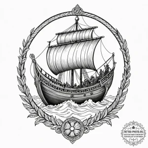 Tattoo sketch a stylized 'viking longship' fo... - эскиз тату (№1753300792_0, 23.07.2025 19:59) — tattoo-photo.ru