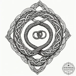 Tattoo sketch an uroboros serpent, its scales... - эскиз тату (№1753301322_0, 23.07.2025 20:08) — tattoo-photo.ru
