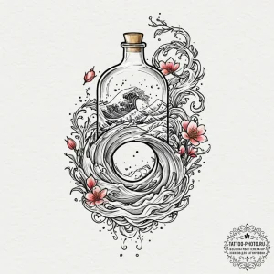 Tattoo design a magic potion bottle with a sw... - эскиз тату (№1753302042_0, 23.07.2025 20:20) — tattoo-photo.ru