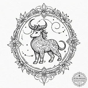 Tattoo design a minimalist outline of a zodia... - эскиз тату (№1753303115_0, 23.07.2025 20:38) — tattoo-photo.ru