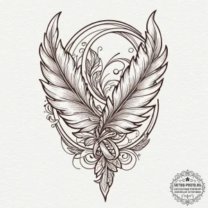 Tattoo sketch a small, elegant feather on the... - эскиз тату (№1753303198_0, 23.07.2025 20:39) — tattoo-photo.ru