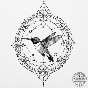 Tattoo design a small, elegant hummingbird ho... - эскиз тату (№1753303551_0, 23.07.2025 20:45) — tattoo-photo.ru