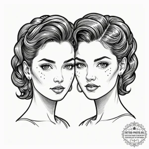 Tattoo sketch gemini twins, realistically ren... - эскиз тату (№1753303825_0, 23.07.2025 20:50) — tattoo-photo.ru