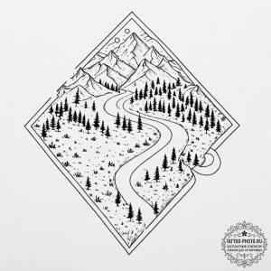 Tattoo design a simple map line tracing a sha... - эскиз тату (№1753303921_0, 23.07.2025 20:52) — tattoo-photo.ru