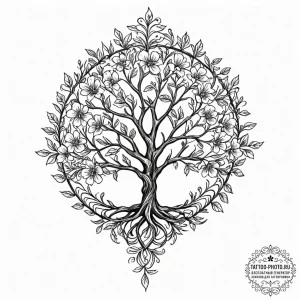 Tattoo design a stylized tree of life where t... - эскиз тату (№1753304277_0, 23.07.2025 20:57) — tattoo-photo.ru
