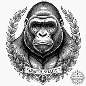 Gorilla, tattoo flash sheet design, sepia ton... - эскиз тату (№1753304370_0, 23.07.2025 20:59) — tattoo-photo.ru