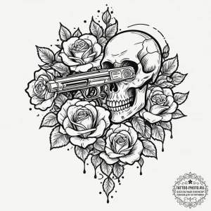 Ray gun, artistic tattoo sketch, chicano tatt... - эскиз тату (№1753304967_0, 23.07.2025 21:09) — tattoo-photo.ru