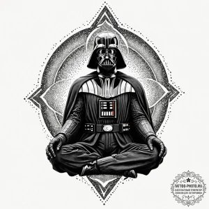Watercolor sketch of darth vader meditating,... - эскиз тату (№1753305223_0, 23.07.2025 21:13) — tattoo-photo.ru