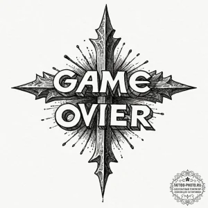 Tattoo design a minimalist 'game over' text l... - эскиз тату (№1753305386_0, 23.07.2025 21:16) — tattoo-photo.ru