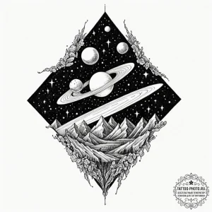 Tattoo design a galaxy forming a powerful, ab... - эскиз тату (№1753305719_0, 23.07.2025 21:21) — tattoo-photo.ru