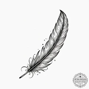 Tattoo design a detailed feather with every b... - эскиз тату (№1753305801_0, 23.07.2025 21:23) — tattoo-photo.ru