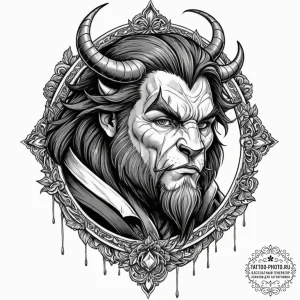 A sketch of the beast from beauty and the bea... - эскиз тату (№1753305883_0, 23.07.2025 21:24) — tattoo-photo.ru