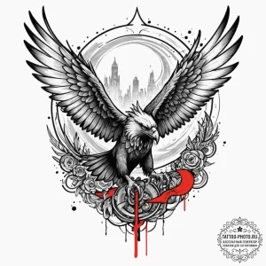 A neo-traditional tattoo of buckbeak the hipp... - эскиз тату (№1753305965_0, 23.07.2025 21:26) — tattoo-photo.ru