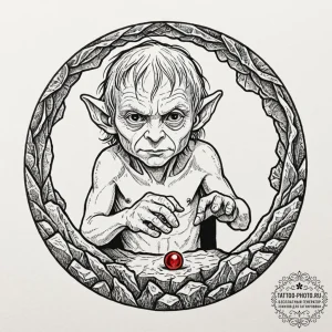 A neo-traditional tattoo of bilbo baggins fin... - эскиз тату (№1753306202_0, 23.07.2025 21:30) — tattoo-photo.ru