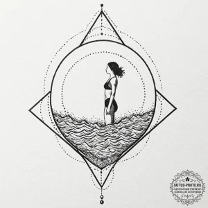 Tattoo design a powerful swimmer's silhouette... - эскиз тату (№1753306760_0, 23.07.2025 21:39) — tattoo-photo.ru