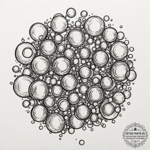 A close-up of soap bubbles, showing the swirl... - эскиз тату (№1753307798_0, 23.07.2025 21:56) — tattoo-photo.ru