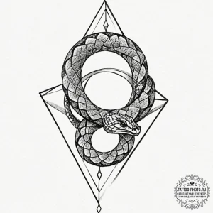 Tattoo design a geometric uroboros serpent, i... - эскиз тату (№1753308127_0, 23.07.2025 22:02) — tattoo-photo.ru