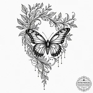 Tattoo design a single, elegant branch with a... - эскиз тату (№1753309551_0, 23.07.2025 22:25) — tattoo-photo.ru