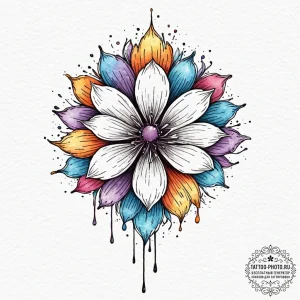 Tattoo sketch a flower with its petals made o... - эскиз тату (№1753309789_0, 23.07.2025 22:29) — tattoo-photo.ru