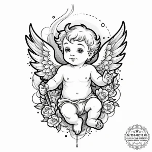 Cherub, tattoo flash sheet design, black and... - эскиз тату (№1753309865_0, 23.07.2025 22:31) — tattoo-photo.ru