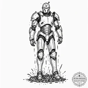 Tattoo design a suit of armor, rusted and bro... - эскиз тату (№1753309940_0, 23.07.2025 22:32) — tattoo-photo.ru