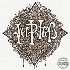 A chicano lettering tattoo of "veritas" and "... - эскиз тату (№1753311224_0, 23.07.2025 22:53) — tattoo-photo.ru