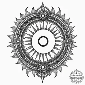 Tattoo sketch a hyper-realistic solar eclipse... - эскиз тату (№1753311452_0, 23.07.2025 22:57) — tattoo-photo.ru