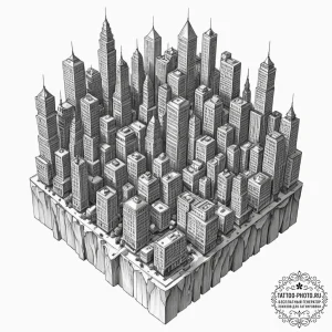 Tattoo design an isometric view of a futurist... - эскиз тату (№1753311527_0, 23.07.2025 22:58) — tattoo-photo.ru