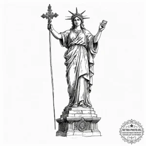 Motherland (statue), tattoo line art, linewor... - эскиз тату (№1753311604_0, 23.07.2025 23:00) — tattoo-photo.ru