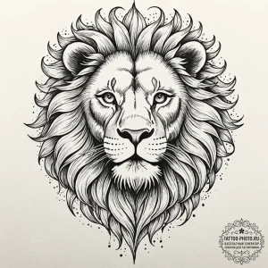 Tattoo sketch a leo lion, its face in intrica... - эскиз тату (№1753312363_0, 23.07.2025 23:12) — tattoo-photo.ru