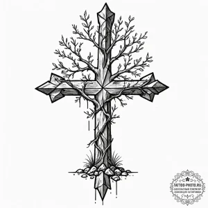 Tattoo sketch a single, strong tree growing o... - эскиз тату (№1753312439_0, 23.07.2025 23:13) — tattoo-photo.ru
