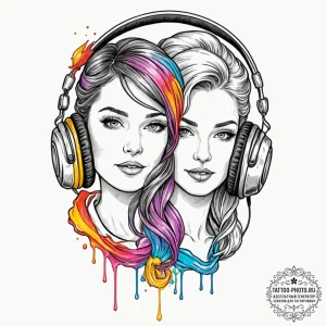 Tattoo design a pair of matching headphones.,... - эскиз тату (№1753313196_0, 23.07.2025 23:26) — tattoo-photo.ru