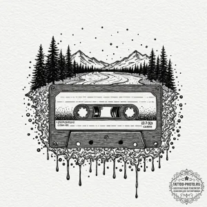 Tattoo design a cassette tape labeled "old so... - эскиз тату (№1753313431_0, 23.07.2025 23:30) — tattoo-photo.ru