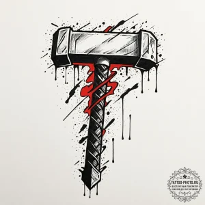 A linework tattoo of thor's hammer, mjolnir,... - эскиз тату (№1753314343_0, 23.07.2025 23:45) — tattoo-photo.ru