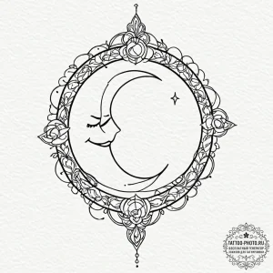 Tattoo design a small, smiling star or moon.,... - эскиз тату (№1753314419_0, 23.07.2025 23:46) — tattoo-photo.ru
