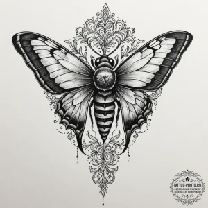 A neo-traditional tattoo of a death's-head ha... - эскиз тату (№1753315332_0, 24.07.2025 00:02) — tattoo-photo.ru