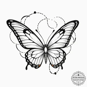 Tattoo design a butterfly landing on a semico... - эскиз тату (№1753316777_0, 24.07.2025 00:26) — tattoo-photo.ru