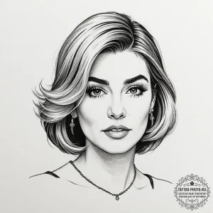 A sketch of moira rose from schitt's creek, i... - эскиз тату (№1753316928_0, 24.07.2025 00:28) — tattoo-photo.ru