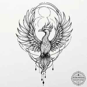 Tattoo design a phoenix whose talons are root... - эскиз тату (№1753317004_0, 24.07.2025 00:30) — tattoo-photo.ru