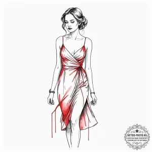 Watercolor sketch of the "woman in the red dr... - эскиз тату (№1753317232_0, 24.07.2025 00:33) — tattoo-photo.ru