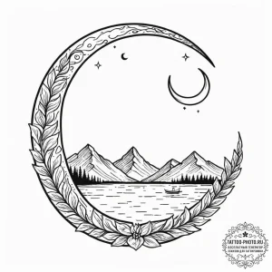 A design of veles's horns forming a crescent... - эскиз тату (№1753318220_0, 24.07.2025 00:50) — tattoo-photo.ru