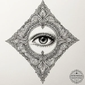 Tattoo sketch a single, open eye, vigilant an... - эскиз тату (№1753318600_0, 24.07.2025 00:56) — tattoo-photo.ru