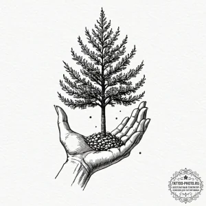 Tattoo sketch a person holding a single, glow... - эскиз тату (№1753320569_0, 24.07.2025 01:29) — tattoo-photo.ru