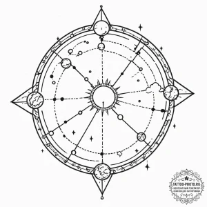 Tattoo sketch a cosmic dotwork sky with the z... - эскиз тату (№1753320872_0, 24.07.2025 01:34) — tattoo-photo.ru