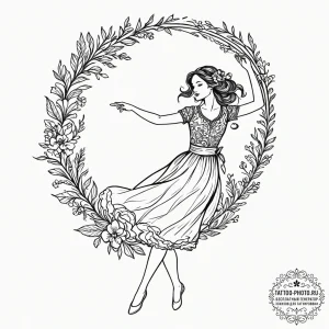 Tattoo design: a silhouette of lada dancing g... - эскиз тату (№1753321403_0, 24.07.2025 01:43) — tattoo-photo.ru