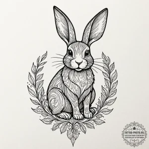 A minimalist tattoo of the rabbit from donnie... - эскиз тату (№1753321780_0, 24.07.2025 01:49) — tattoo-photo.ru