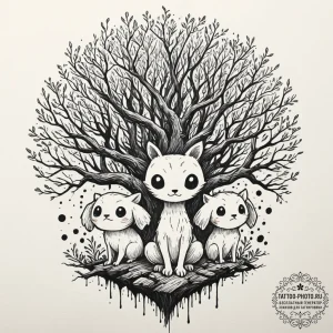 A sketch of the kodama (tree spirits) from pr... - эскиз тату (№1753322235_0, 24.07.2025 01:57) — tattoo-photo.ru